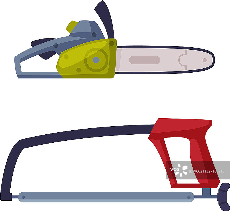 动力链锯和带硬齿的臂锯图片素材