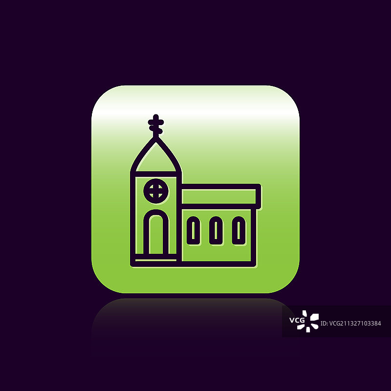 黑色背景上的黑色线条教堂建筑图标图片素材