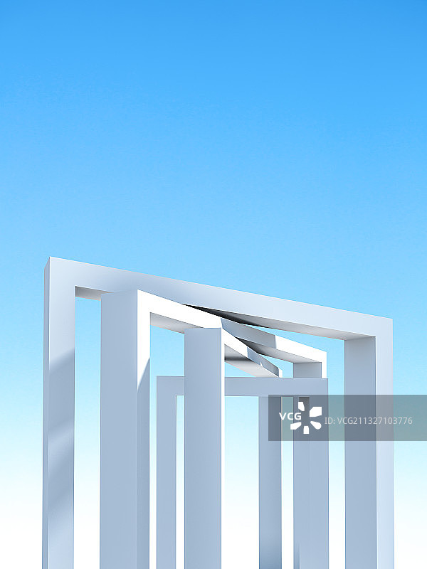 白色建筑三维图形场景图片素材