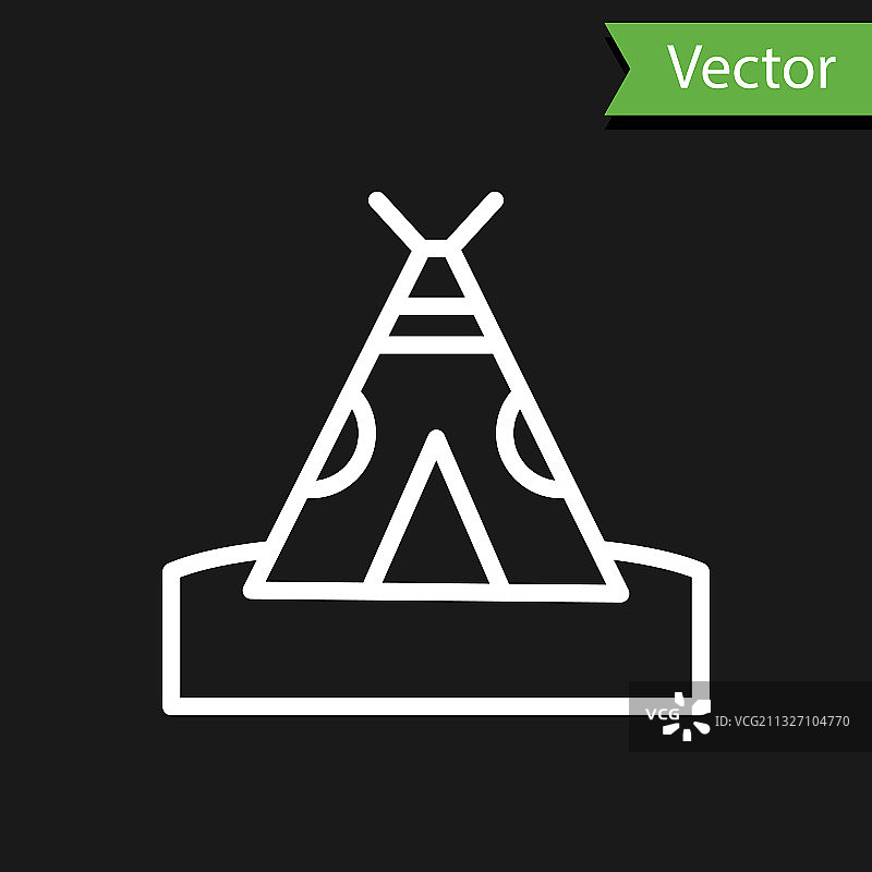 白色线条印第安圆锥形帐篷图片素材