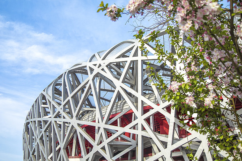 北京奥利匹克公园的鸟巢图片素材