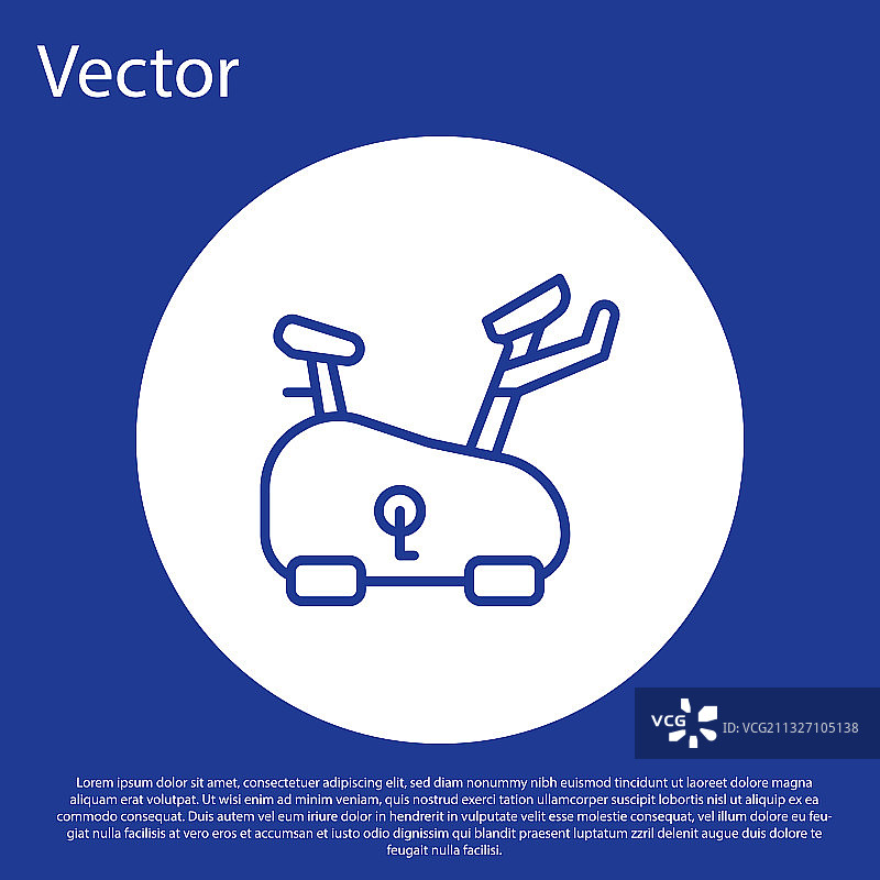 蓝色线条固定自行车图标，蓝色背景图片素材