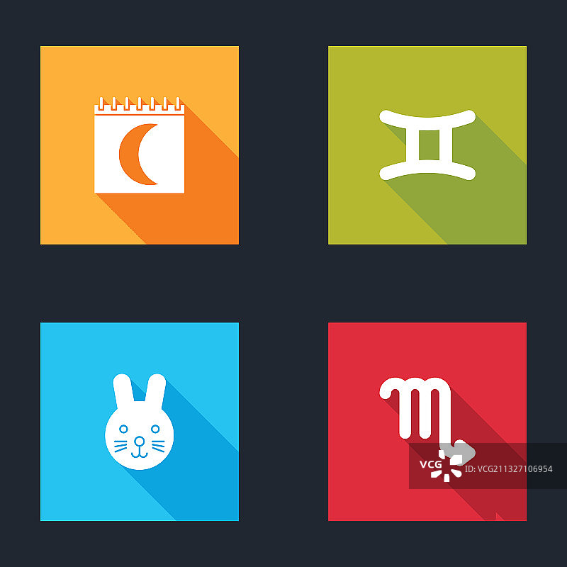 月相日历双子座生肖兔图案图片素材