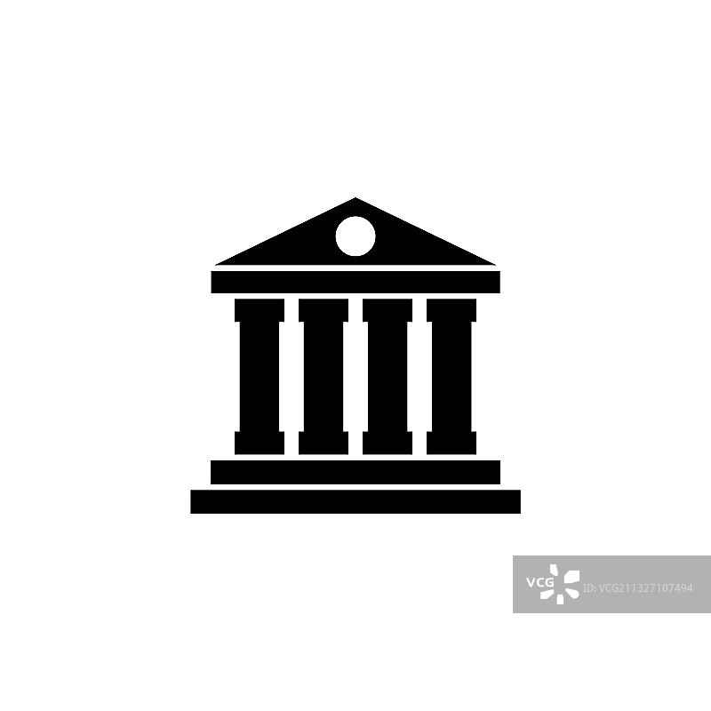 银行或法院博物馆或剧院建筑（扁平风格）图片素材