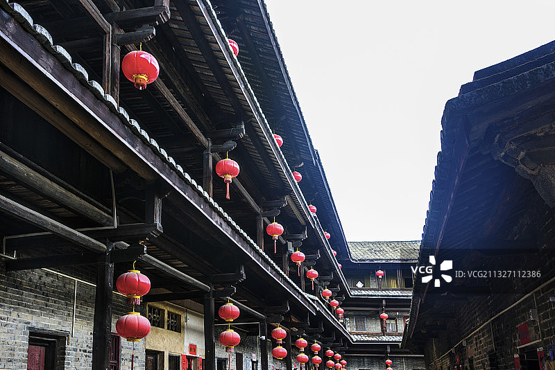 中国广东省梅州市大埔县泰安楼内部图片素材