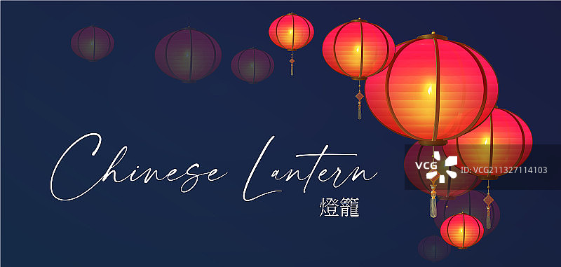 3D中国风灯笼亚洲节日设计模板图片素材