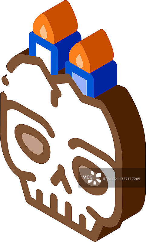 万圣节骷髅蜡烛2.5D图标图片素材