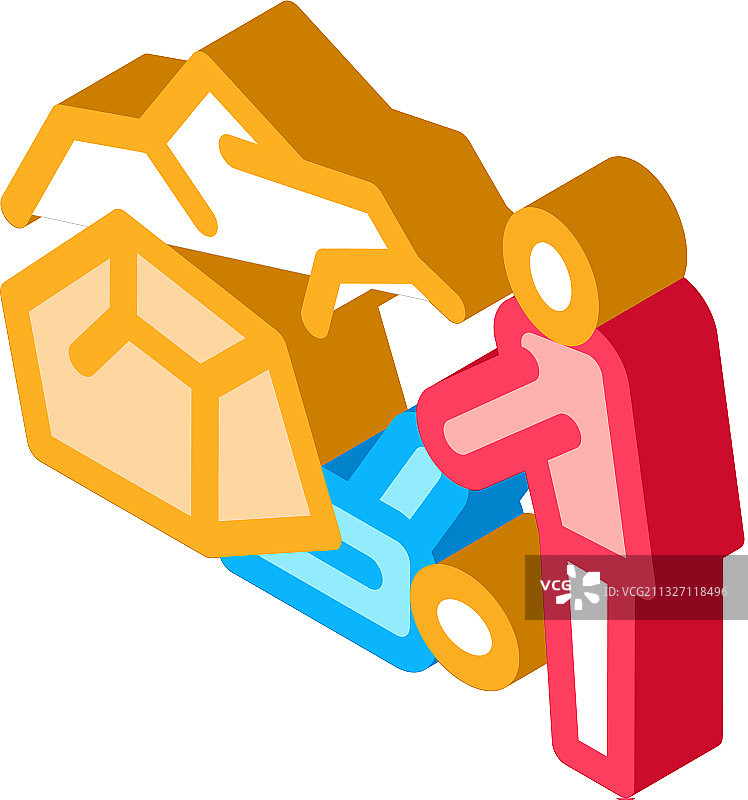 从废墟中救人的2.5D图标图片素材