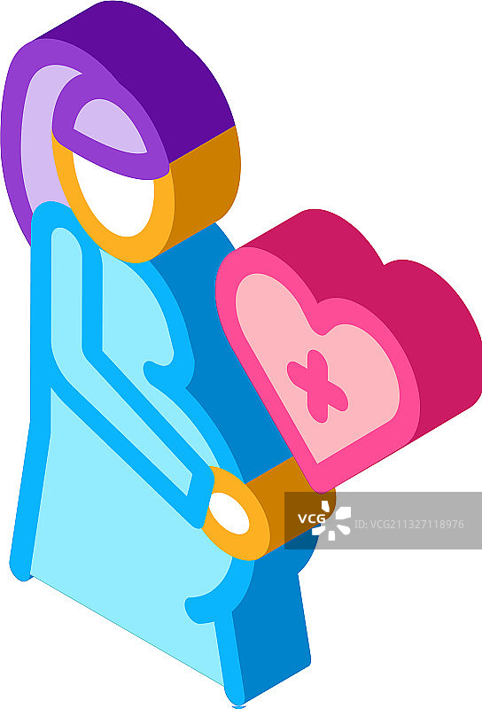 孕妇2.5D isometric图标图片素材