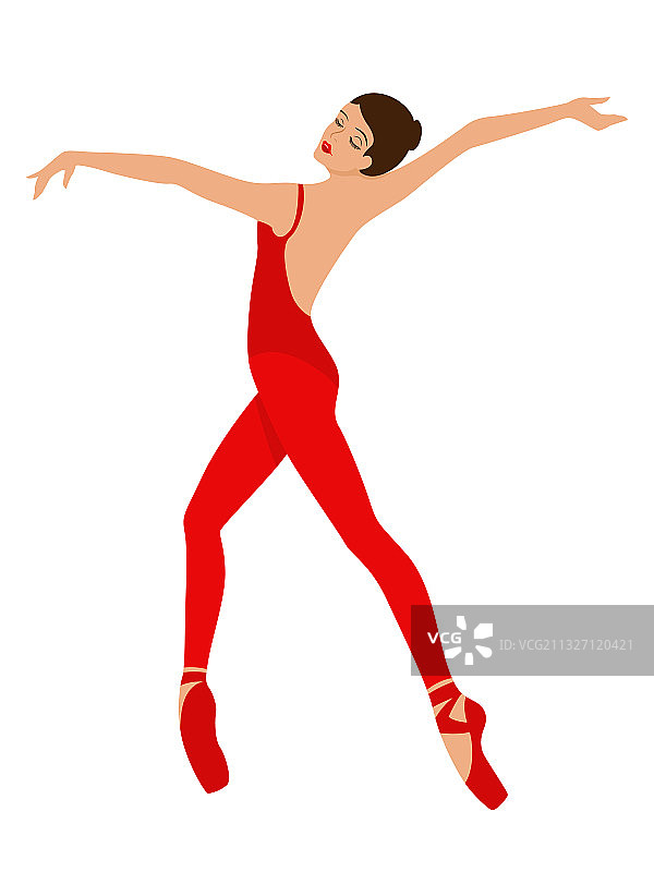 穿红色连体衣的芭蕾舞演员图片素材