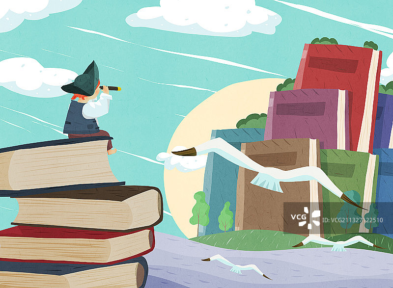 探索知识海洋的小孩图片素材