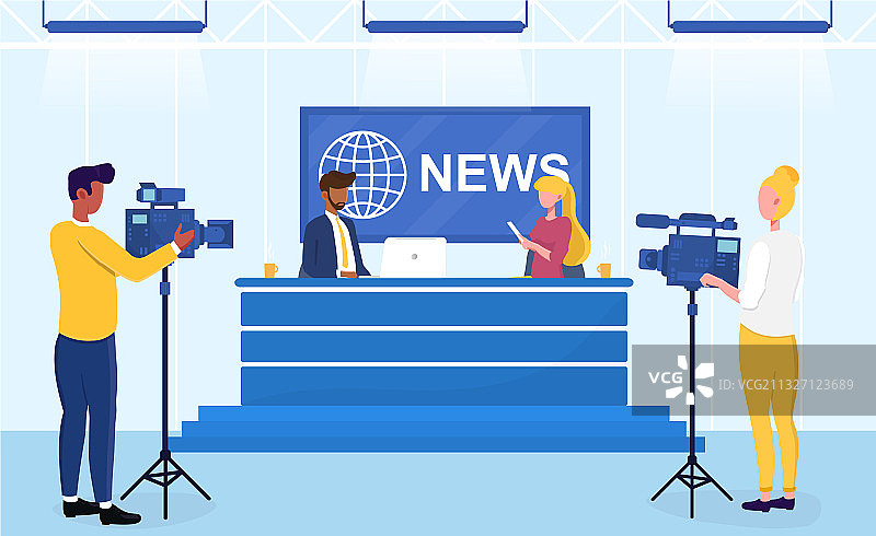 不同种族的新闻主播图片素材