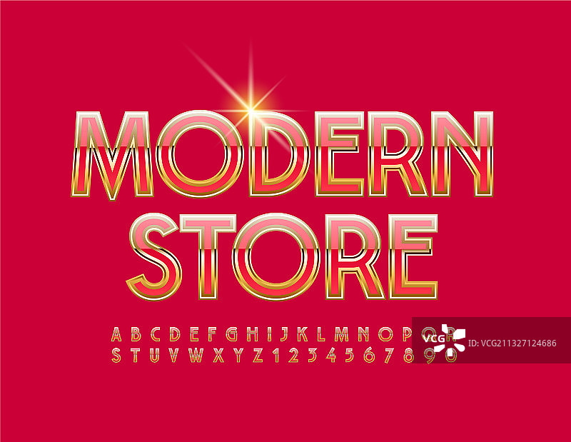现代商店金色和粉色字母魅力标志图片素材