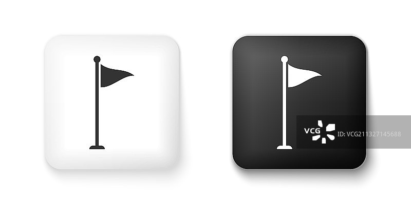 黑白高尔夫球旗帜图标图片素材