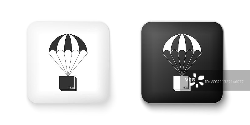 降落伞上的黑白盒子图标图片素材
