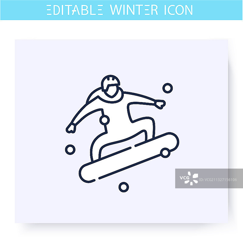 单板滑雪线性图标图片素材