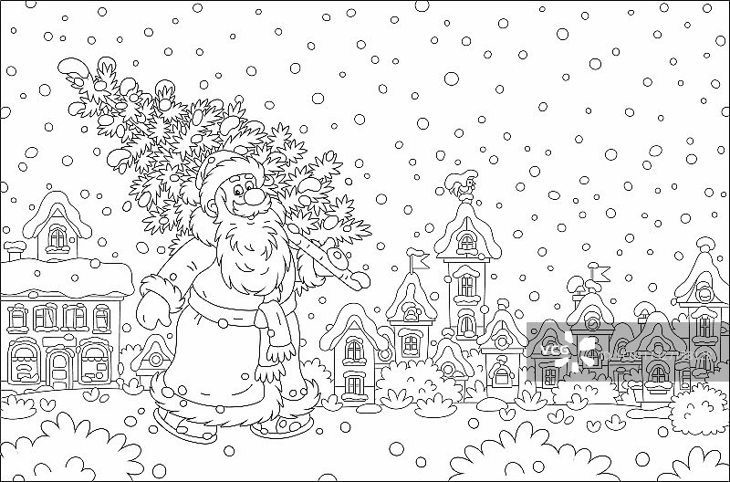 圣诞老人与圣诞树图片素材