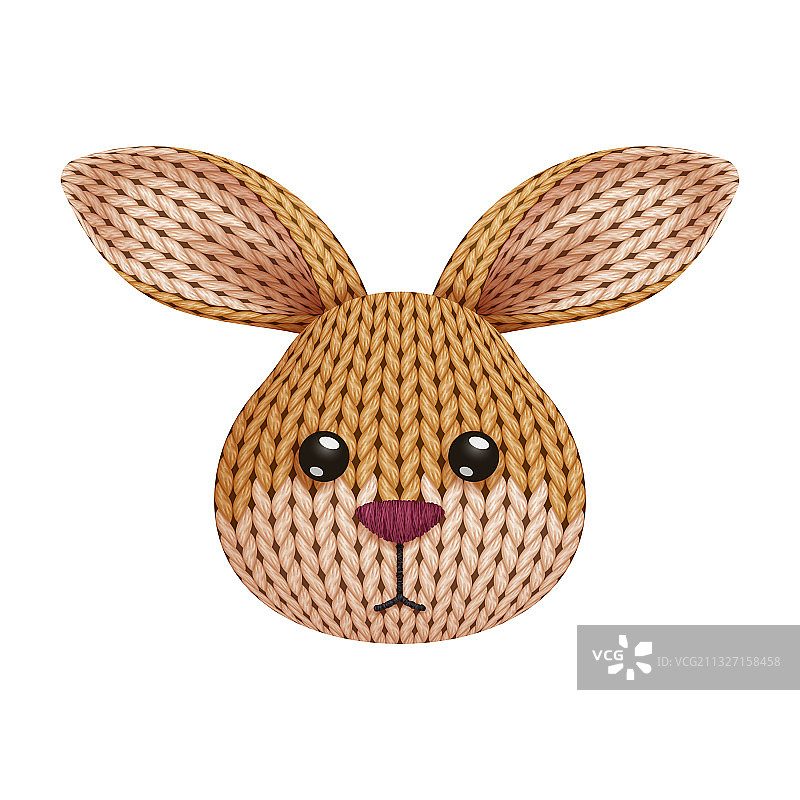 有趣的针织兔子玩具头部图片素材