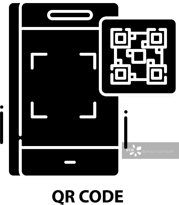 二维码图标黑色标志，可编辑图片素材