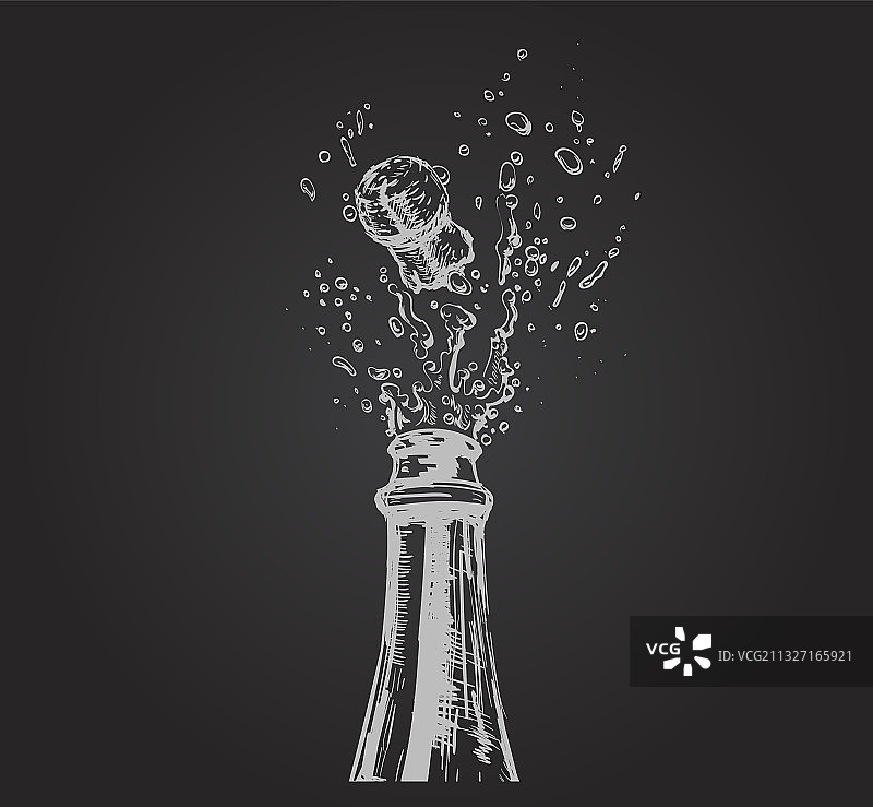 手绘香槟爆炸图片素材