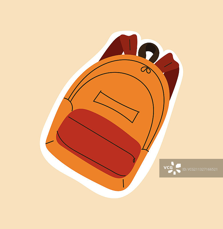 可爱的手绘棕色背包图片素材