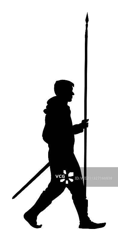 带矛剑和盾牌的盔甲骑士图片素材