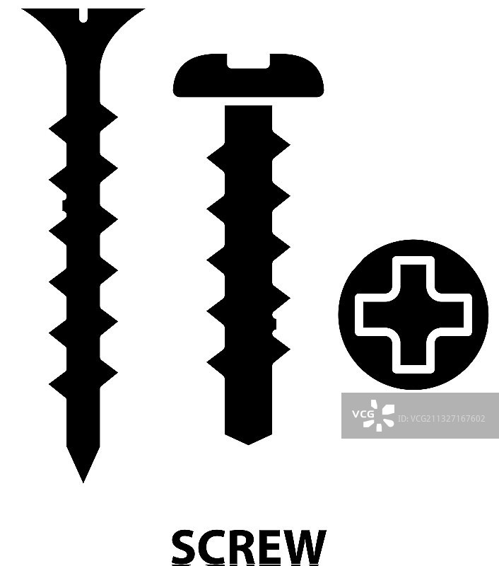 带有可编辑功能的黑色螺丝钉图标标志图片素材