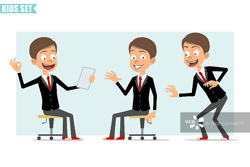 卡通扁平风商务儿童角色套装图片素材