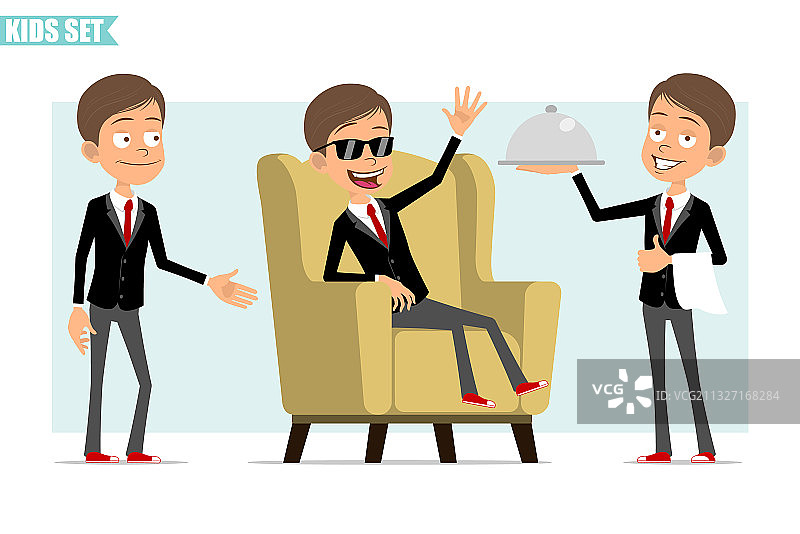 卡通扁平风商务儿童角色套装图片素材