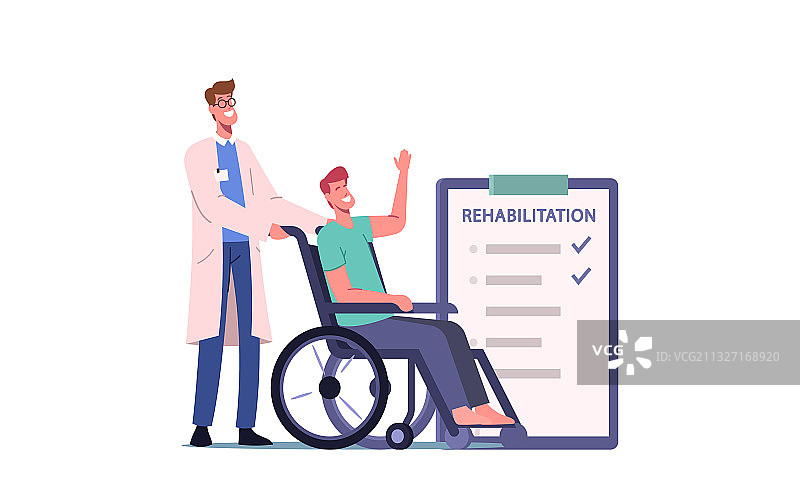 乘坐轮椅的残疾男性角色图片素材