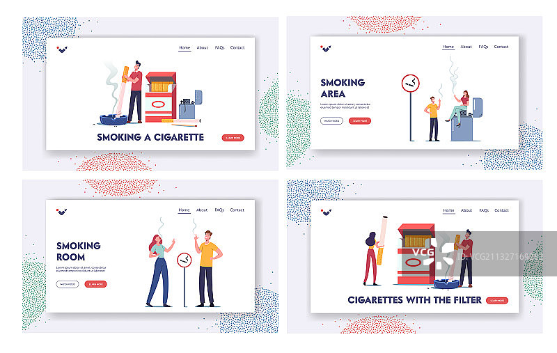 吸烟者不良习惯着陆页模板图片素材