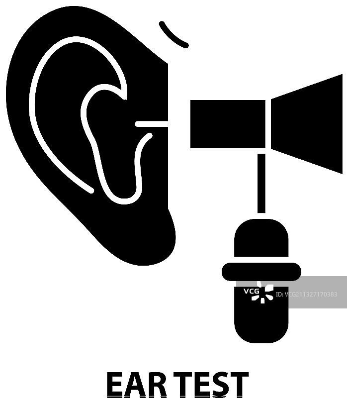 带有可编辑功能的耳朵测试黑色图标图片素材
