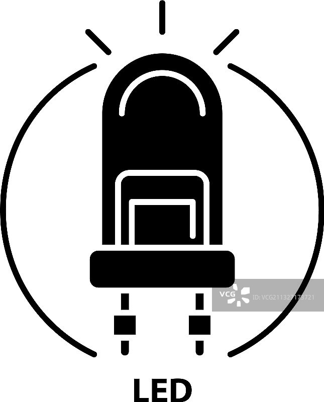 LED图标黑色标志，可编辑描边图片素材