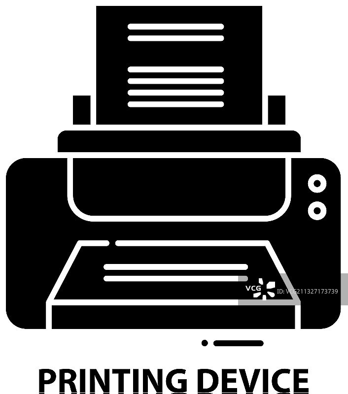 带打印设备的黑色图标图片素材