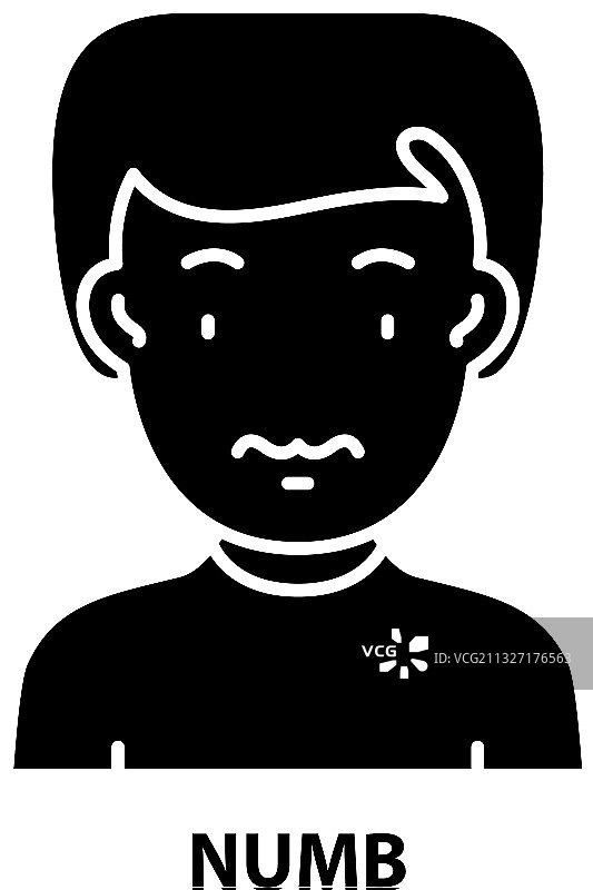 麻木图标黑色标志，带可编辑笔触图片素材