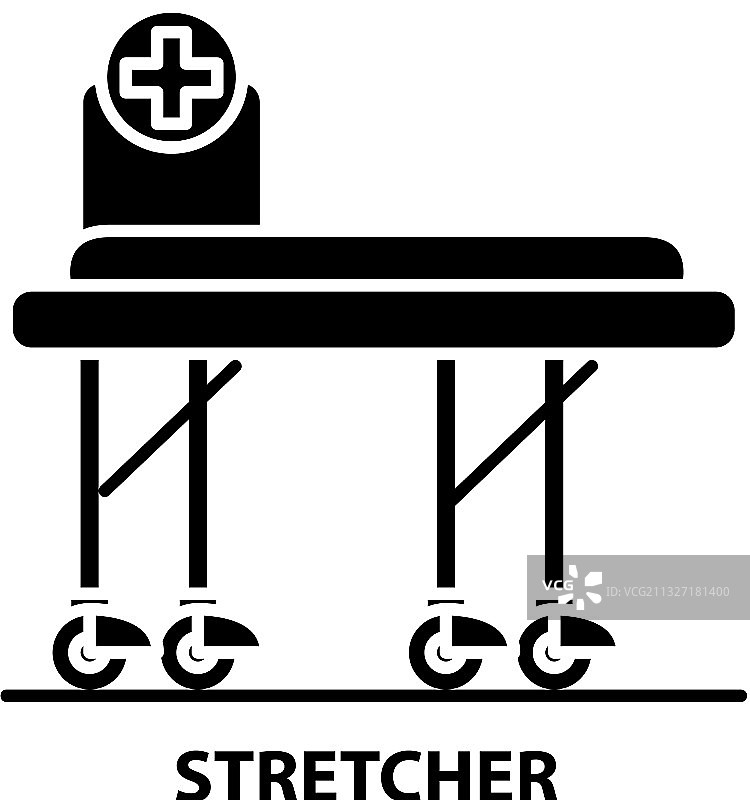 可编辑的担架黑色图标图片素材