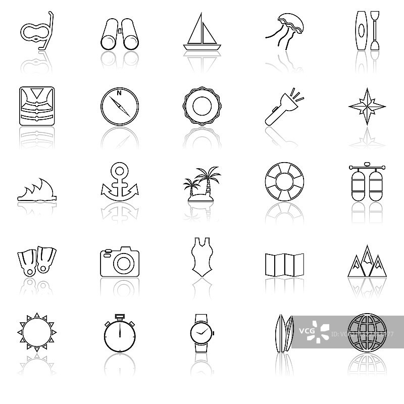 白色背景上的潜水线条图标图片素材