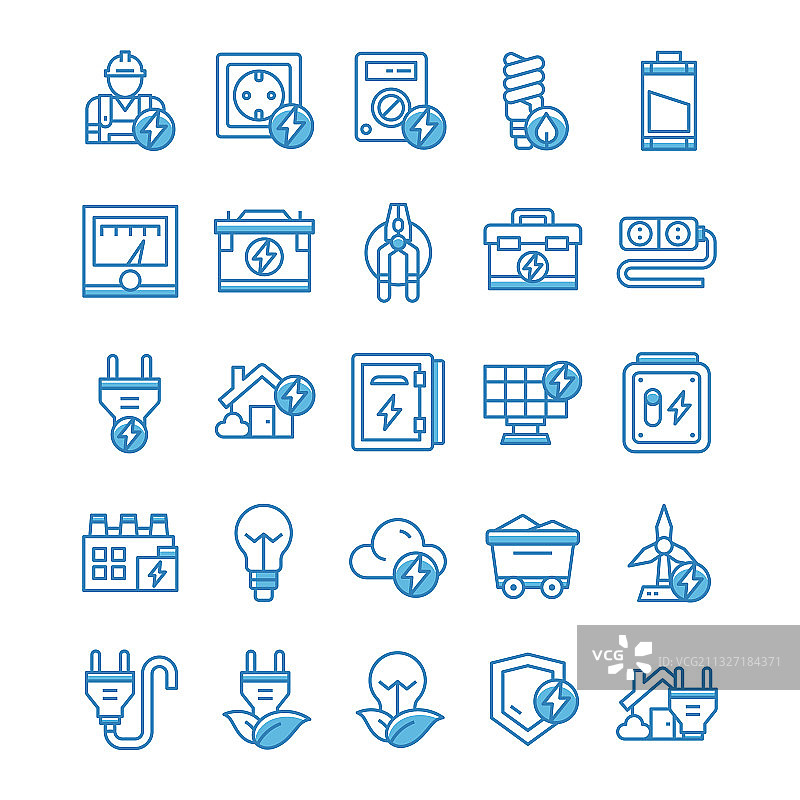 蓝色风格电力图标素材图片素材