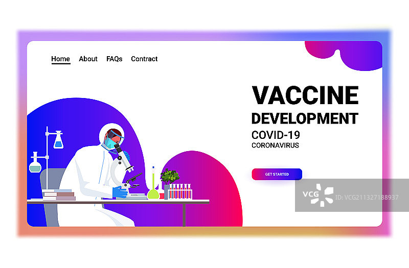 科学家在实验室用显微镜工作图片素材
