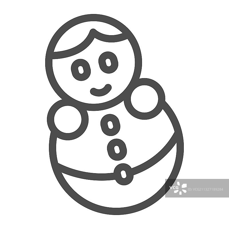 玩具娃娃线条图标，儿童玩具概念图片素材