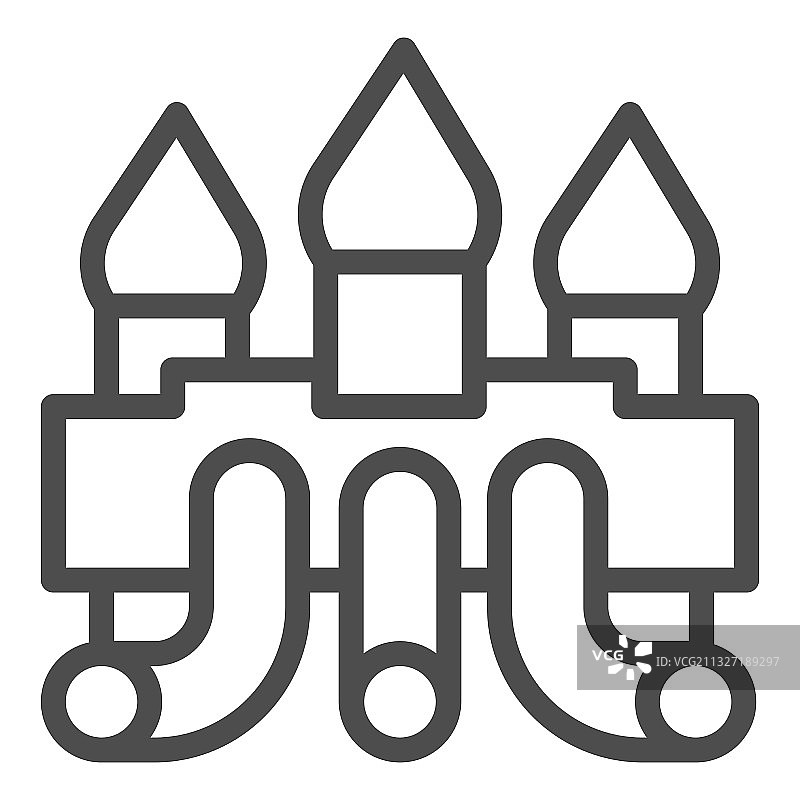 带水滑梯的城堡线性图标：水上乐园图片素材