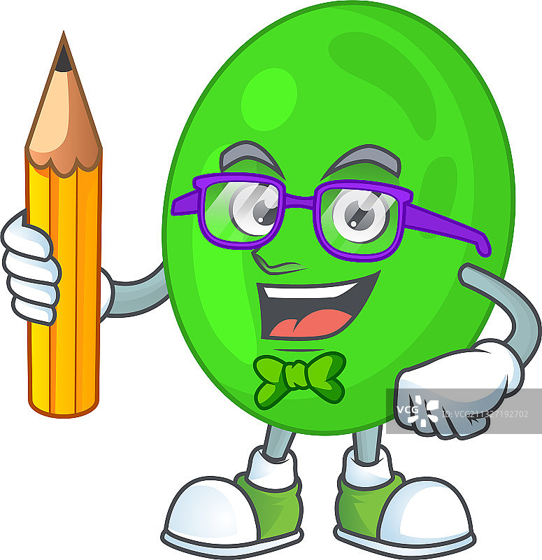 球菌学生吉祥物在家学习图片素材