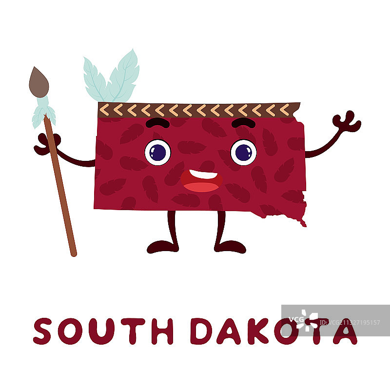 可爱卡通南达科他州州吉祥物剪贴画图片素材