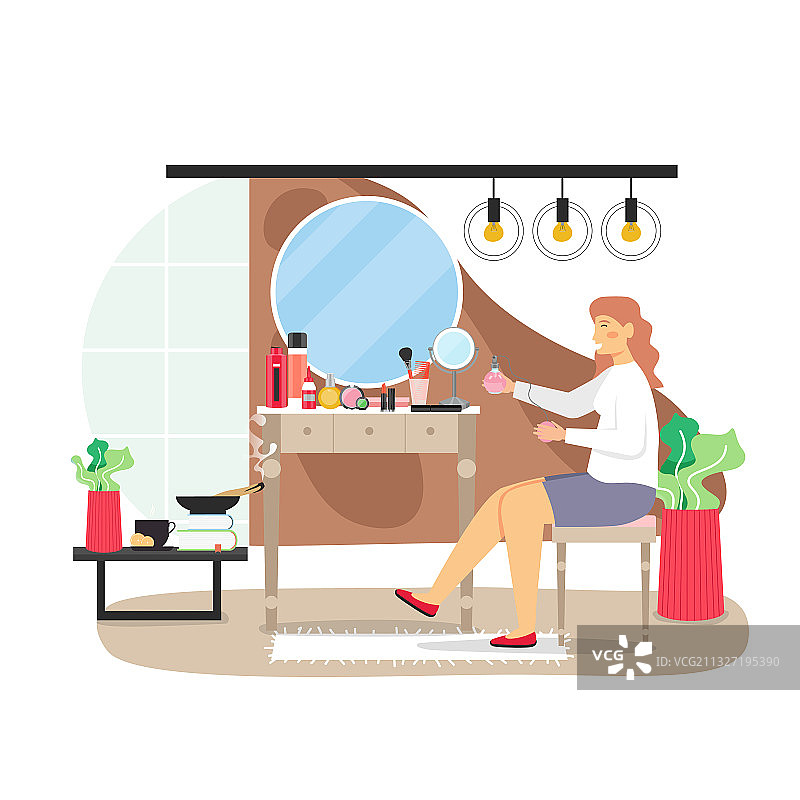 日常生活：年轻女性的晨间活动图片素材