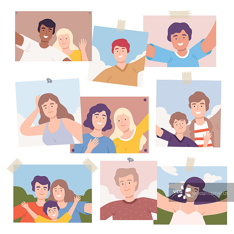 人们用智能手机自拍图片素材