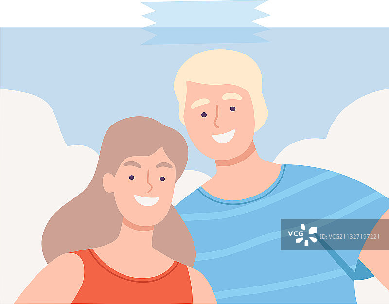 快乐的年轻夫妇自拍图片素材