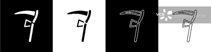 黑白背景上的镰刀图标集图片素材