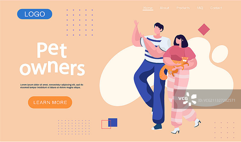 宠物主人抱着姜黄色猫的情侣图片素材