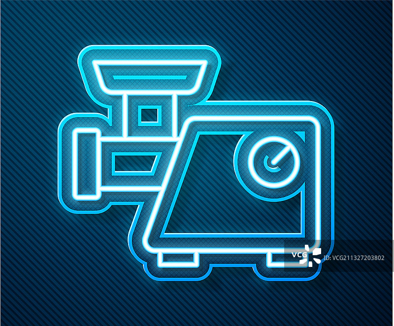厨房绞肉机的霓虹灯线发光图标图片素材