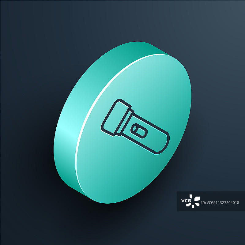 黑色背景上的2.5D线条手电筒图标图片素材